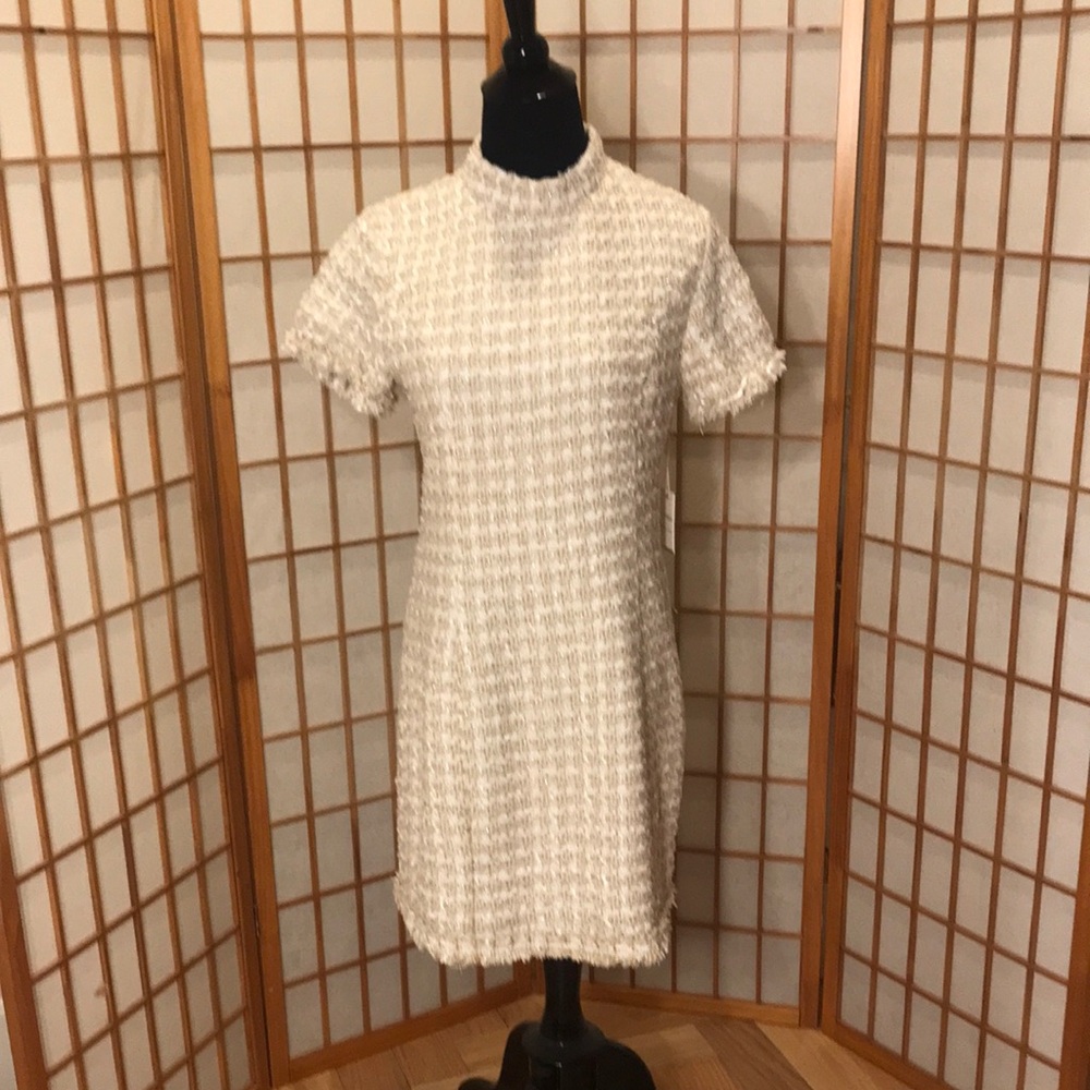 Elegant Cream Tweed Dress